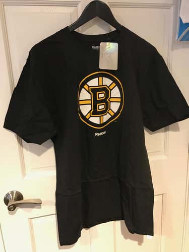 Reebok Men's NHL Boston Bruins Jersey Crest Tee T-shirt Black Medium