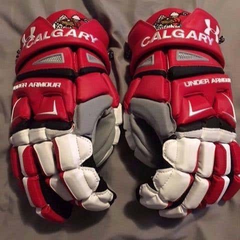 NLL Calgary Roughnecks Custom Under Armour Engage Lacrosse Gloves