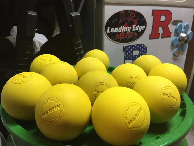 6 Brine / 6 Martin Yellow used lacrosse balls