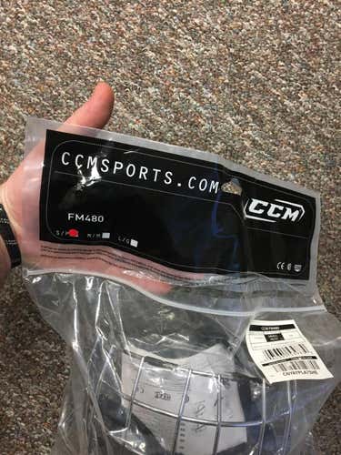 Brand New CCM FM480 Size Sr Small  cage Color Chrome/Silver. 23.00
