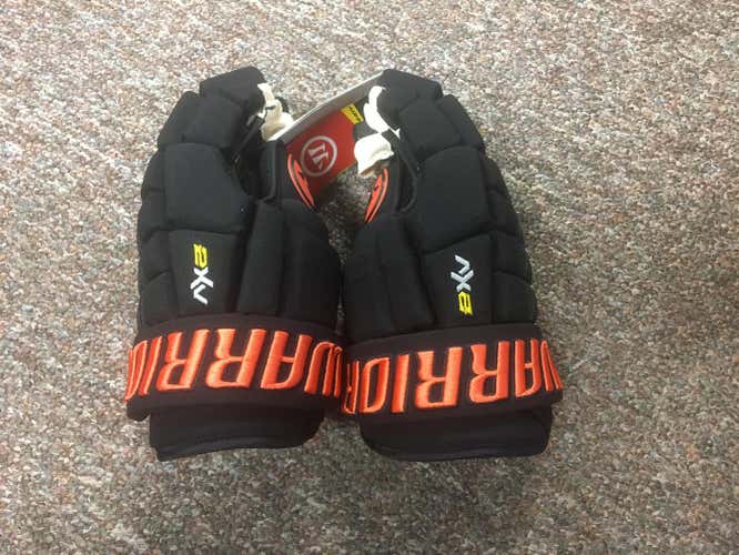 Brand New Warrior AX2 Gloves size 13.5"  color black with orange lettering $75.00