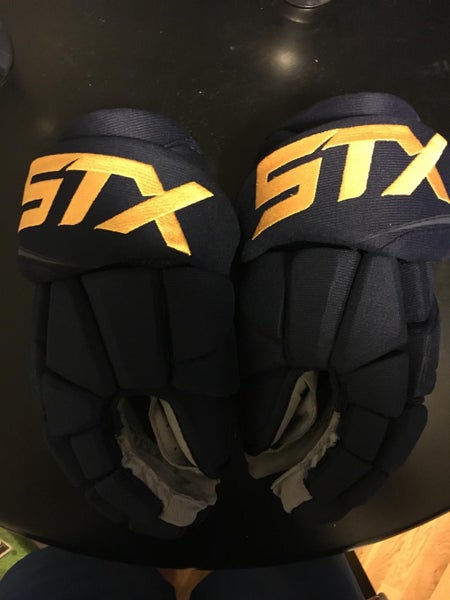 STX Stallion 500 Pro Stock Custom Hockey Navy Gloves 14"Narrow-St Louis Blues