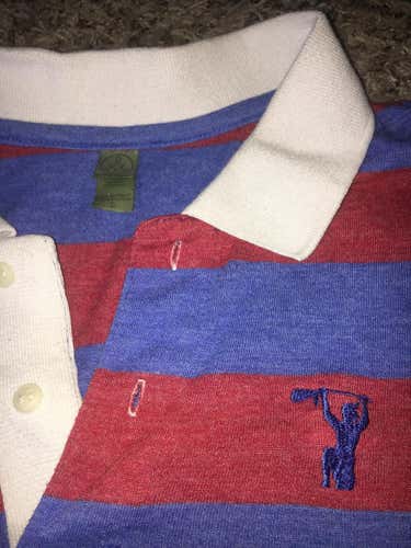 Alternative Earth Size Men's Large Red/Blue Striped Polo Shirt Team Shi USA colors