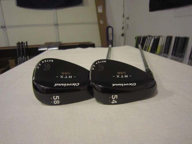 Cleveland 588 RTX 2.0 Black Satin Wedge Set - 54* - 58* - Steel - MINT - LH