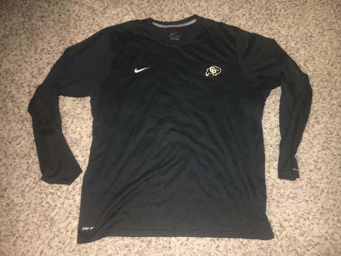 CU University of Colorado Men's XL Nike Dri Fit Warmup Black Long-sleeve Shirt
