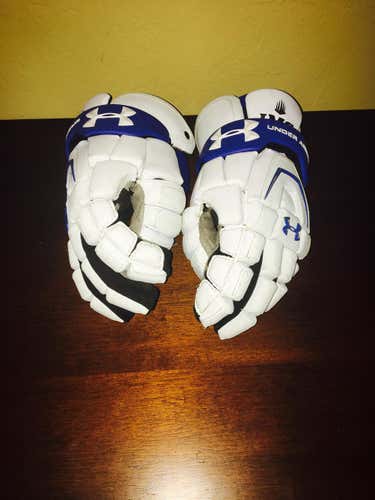 White and Royal Blue UA IMG Gloves