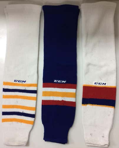 CCM Traditional Knit Pro Stock Hockey Socks Norfolk Admirals Blue / White