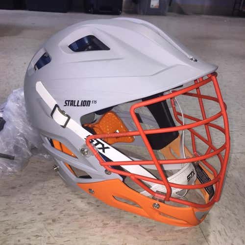 STX Stallion 575 Helmet - XL - Matte gray Shell, Orange Mask, Orange Chin