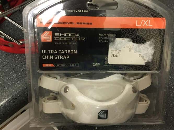 Brand New Shock Doctor Carbon White Lacrosse Chinstrap