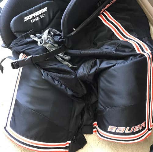 New Bauer 80 Senior Hockey Pants Black/orange Striping