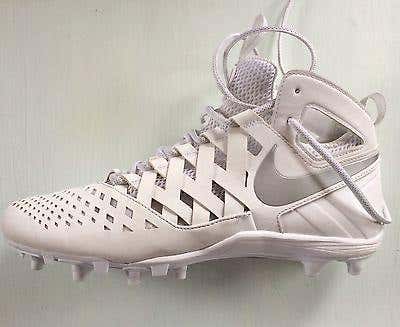 Size 9.5 White/Silver Nike Huarache V Cleats