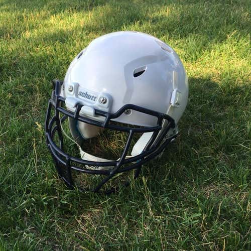 White Schutt Helmet Navy Blue Face Mask
