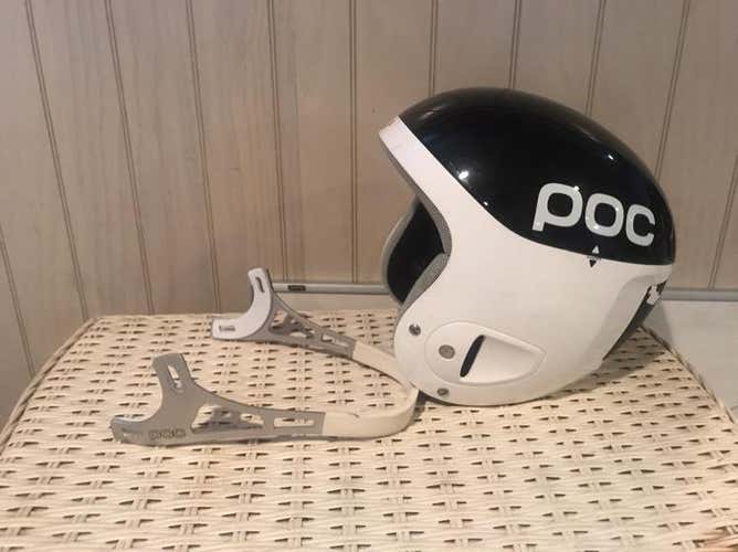 Med/large Lightly Used POC RACING HELMET WITH CHIN AND CASE