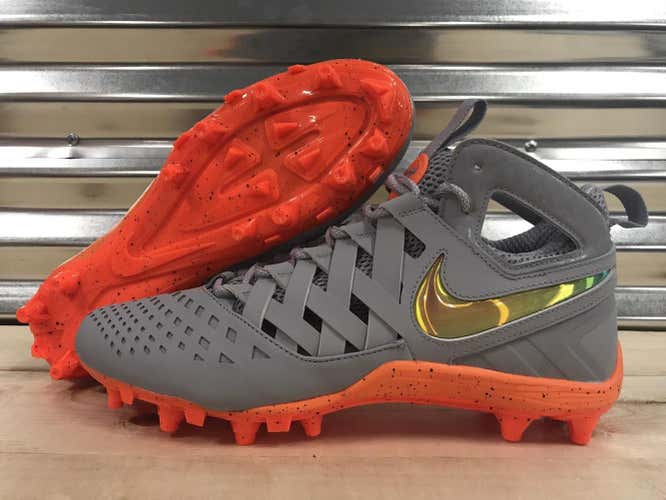 Nike Thompson Huarache 5 Lax LE Mid Cleats (Wolf Gray/Orange)