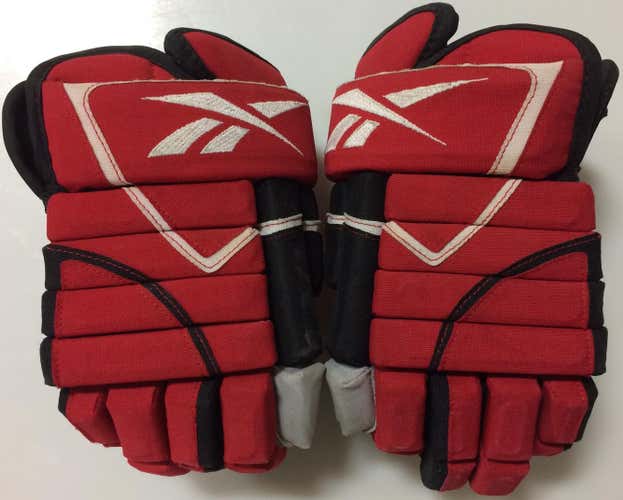 Reebok 852T 4 Roll 14" Pro Stock Hockey Gloves Red Carolina Hurricanes 2994