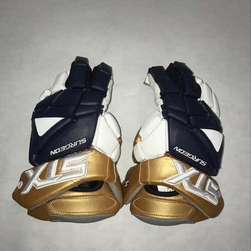 Stx Surgeon Gloves Custom White Navy And Gold With A Viking logo
