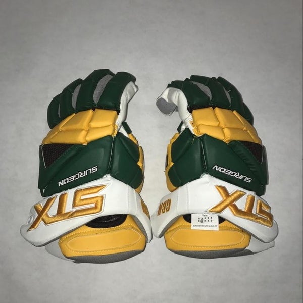 Stx Surgeon Gloves Green Yellow and White with GBN Logo