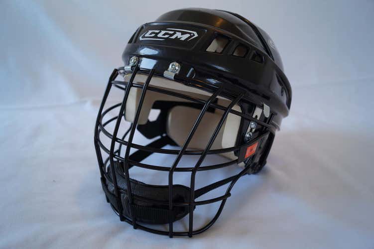 Black CCM Box Helmet with "new" Black Max Lax Facemask