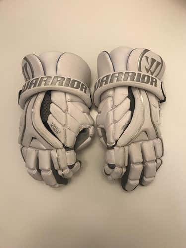 Game Worn Warrior Evo Gloves - White - 13" - Palms Cut