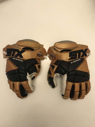 Game Worn Rochester Rattlers Gloves - STX Surgeon - 13"