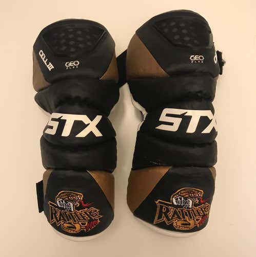Game Worn Custom Rochester Rattlers Arm Pads - STX Cell III