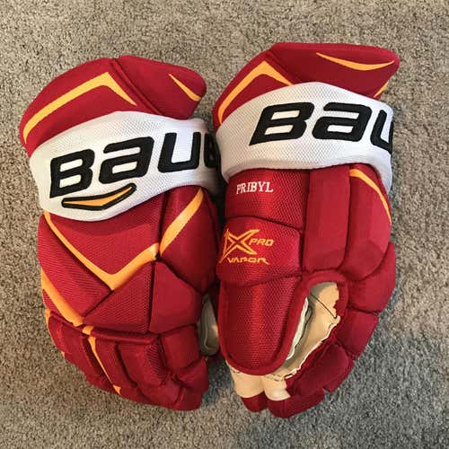 Brand New Daniel Pribyl Calgary Flames Retro 1X 14" Pro Stock Hockey Gloves