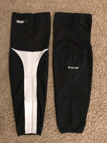 CCM Edge OHL Sarnia Sting Pro Stock socks with kevlar achilles liner - Size Large