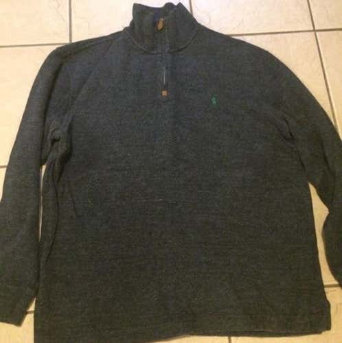 Large Heather Gray Ralph Lauren Polo Half Zip Sweater
