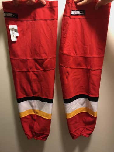 3 Pair Bundle -Reebok Calgary Flames Pro Stock Red XL Socks #1008