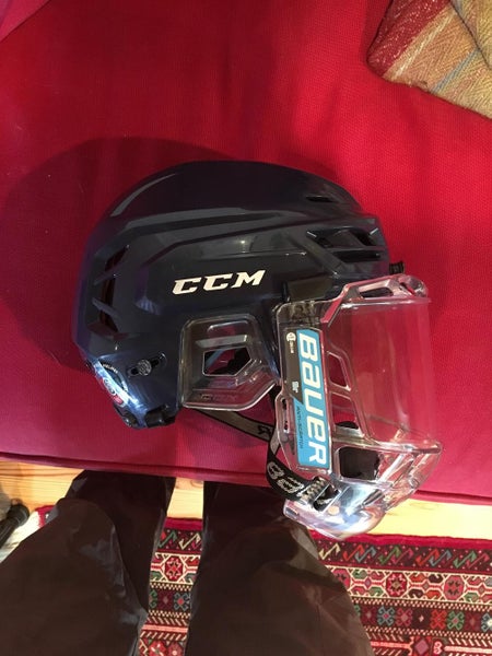 Brand New CCM Tacks 710 Navy Blue Helmet used twice, bubble not included