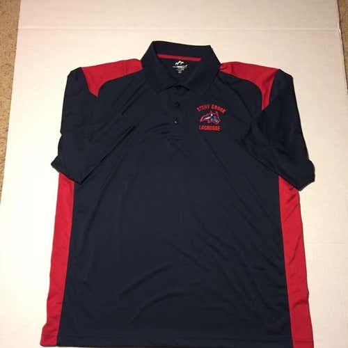 Stony Brook Mens Lacrosse Blue/Red Polo Golf Shirt Sz XL