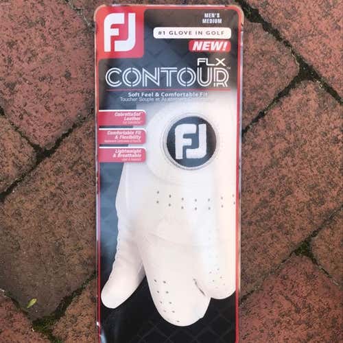 NEW - FootJoy Contour FLX Men's Medium White Left Hand Golf Glove - Right Hand Golfer