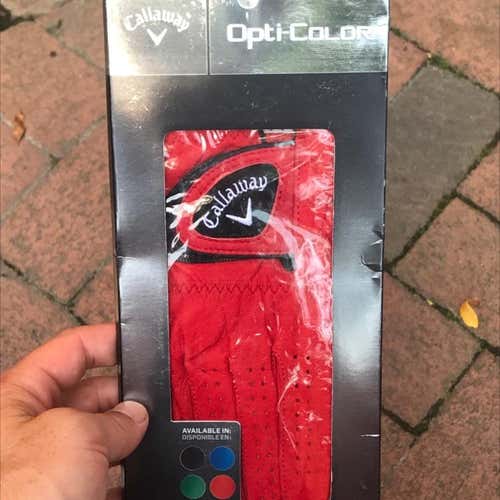 NEW - Callaway Opticolor Men's Large Red Left Hand Golf Glove - Right Hand Golfer