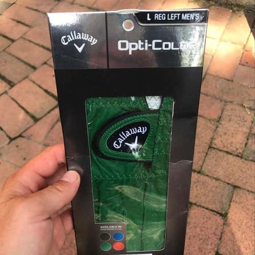 NEW - Callaway Opticolor Men's Large Green Left Hand Golf Glove - Right Hand Golfer