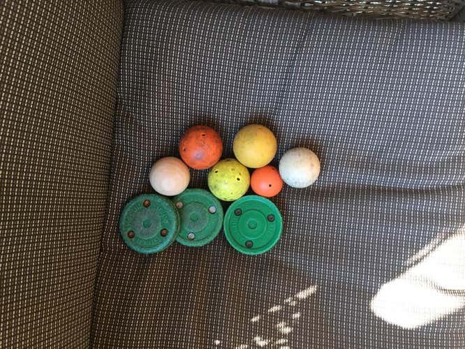 Hockey training pucks and balls