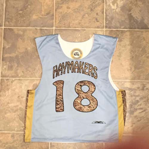 Haymakers lacrosse blue and white reversible penny