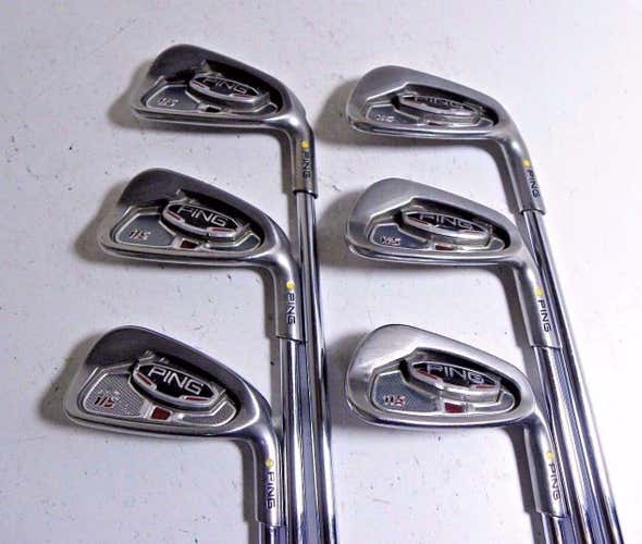 Ping i15 Irons 5-PW Right Handed Steel AWT Stiff Flex Yellow Dot Used +1/4"