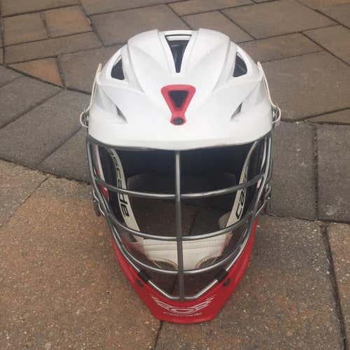 White And Red Cascade R Lacrosse Helmet