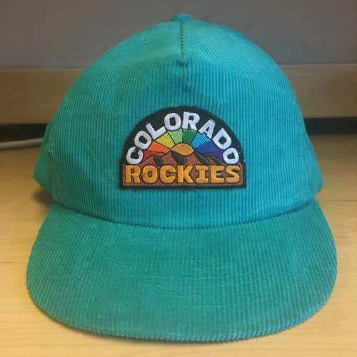 VTG Colorado Rockies Old School Rainbow Logo Corduroy SnapBack Hat