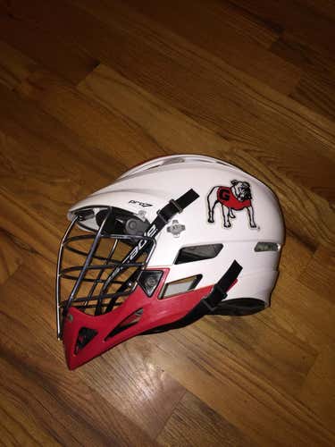 Team issued Cascade Pro7 UGA lacrosse helmet.