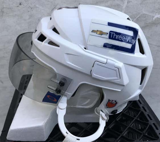CCM V08 Pro Stock Hockey Helmet Small Bauer Tint Visor White AHL #2 2416