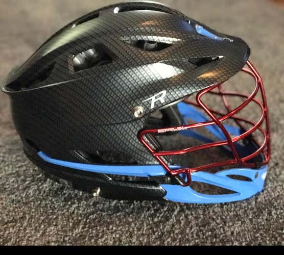 CUSTOM Cascade R Helmet Carbon Fiber/Red Mask/Light Blue