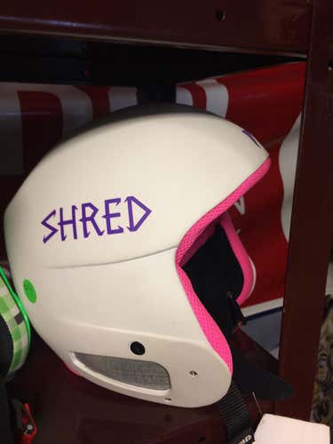 Large/60 White and Pink Shred GS Helmet