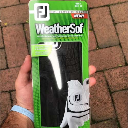 NEW - FootJoy WeatherSof Men's Cadet Medium/Large Black Left Hand Golf Glove - Right Hand Golfer