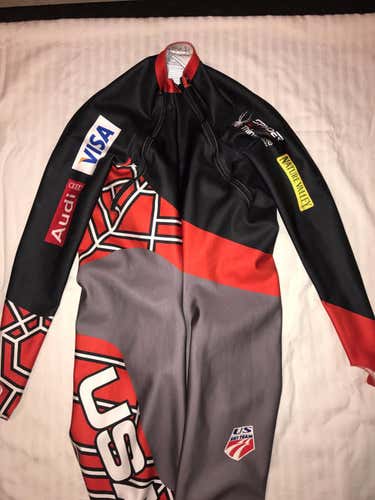 US ski team double zip DH suit