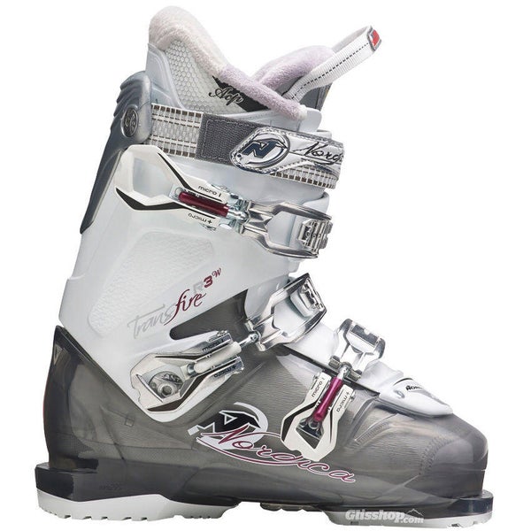 WOMEN'S NORDICA TRANSFIRE DOWNHILL SKI BOOTS (SMOKE BLACK/WHITE) SIZE US 7.5