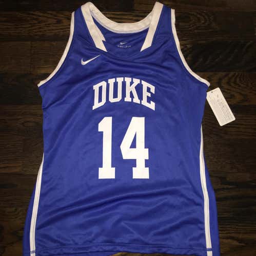 New Nike Womens Duke Blue Devils #14 Lacrosse Racerback Jersey SEWN Womens Medium