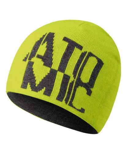 ATOMIC AMT REVERSIBLE BEANIE WINTER HAT DOUBLE LAYER (PEPPER BLACK/LIME GREEN)