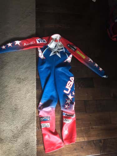 Large US Ski Team Speed suit. Very Fast little rip in it