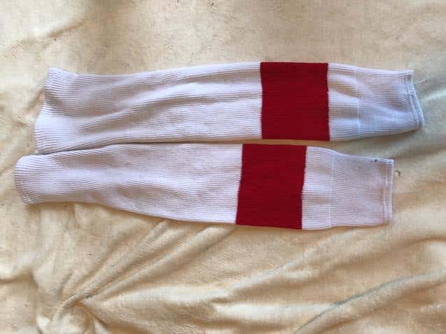 CCM White + Red Knit Socks